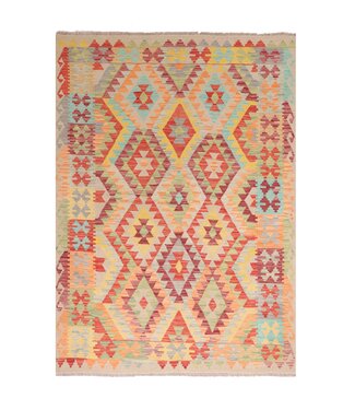 Kelimshop 204x150 cm Handgewebter Traditioneller Kelim Teppich Woll