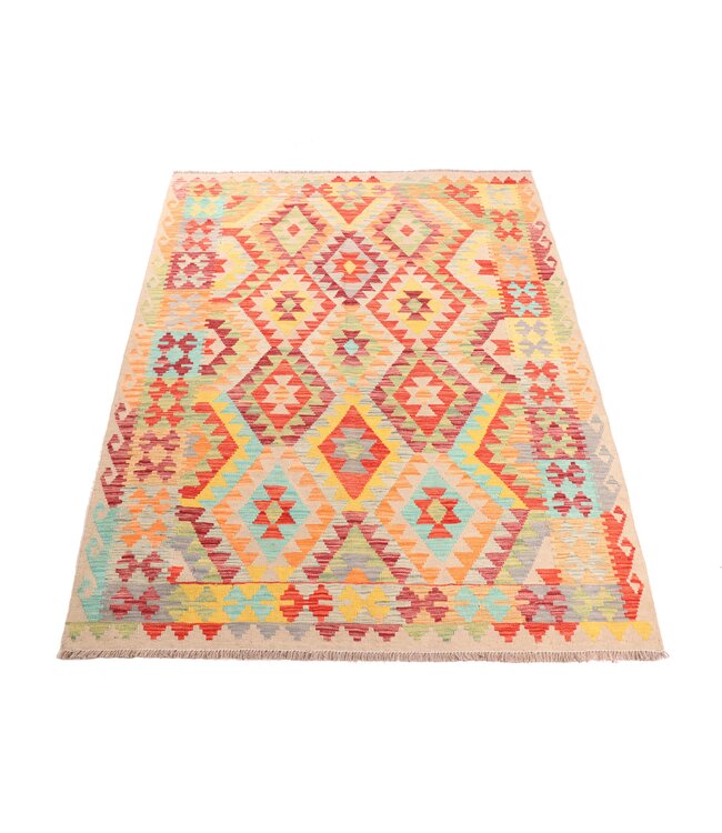 204x150 cm Handgewebter Traditioneller Kelim Teppich Woll