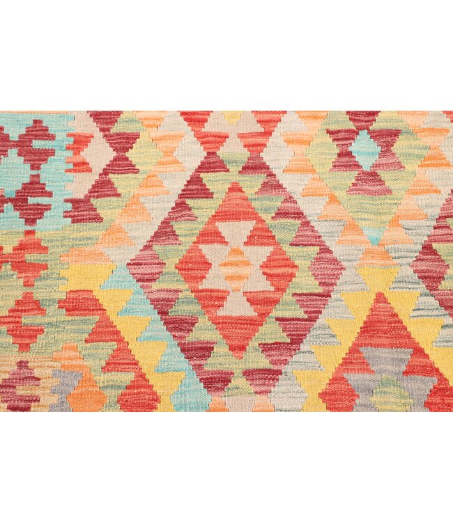 204x150 cm Handgeweven Traditionele Kelim Vloerkleed Wol Tapijt