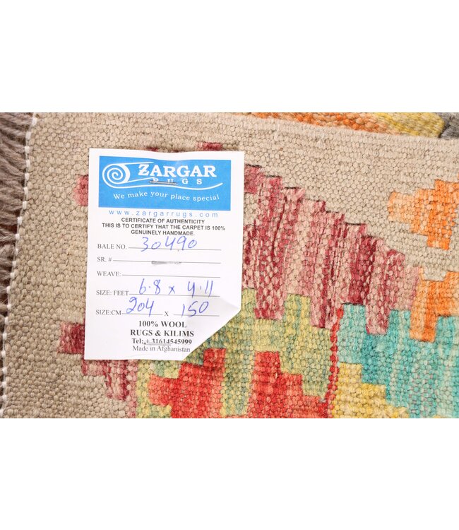 204x150 cm Handgewebter Traditioneller Kelim Teppich Woll