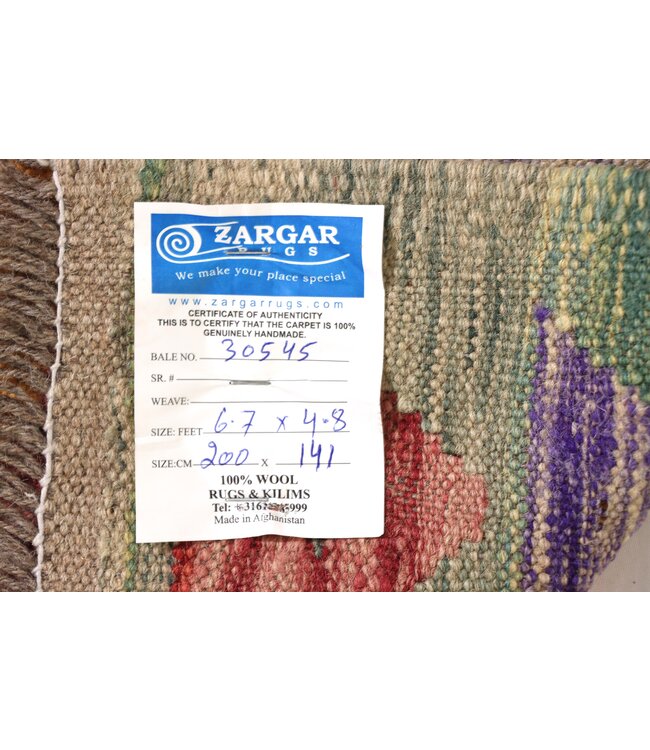 200x141 cm Handgewebter Traditioneller Kelim Teppich Woll