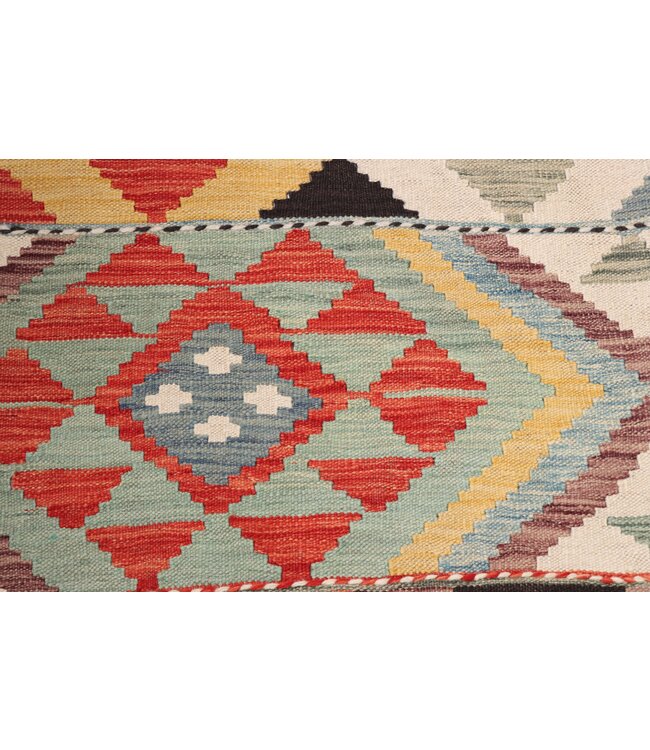 209x160 cm Handgeweven Traditionele Kelim Vloerkleed Wol Tapijt