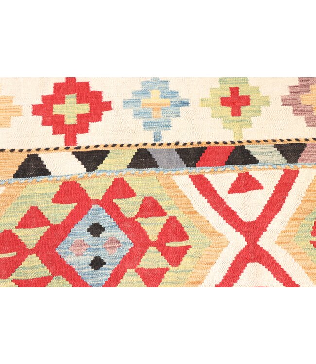 203x151 cm Handgeweven Traditionele Kelim Vloerkleed Wol Tapijt