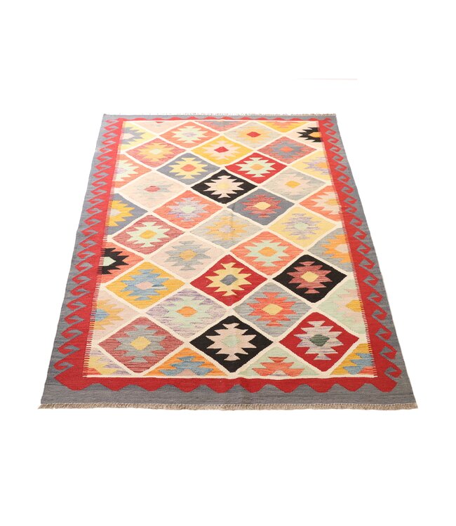 207x149 cm Handwoven Traditional Kelim Area Rug Wool Carpet