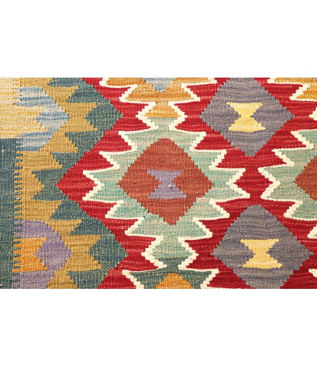 200x149 cm Handgeweven Traditionele Kelim Vloerkleed Wol Tapijt