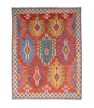 Kelimshop 193x152 cm Handgewebter Traditioneller Kelim Teppich Woll