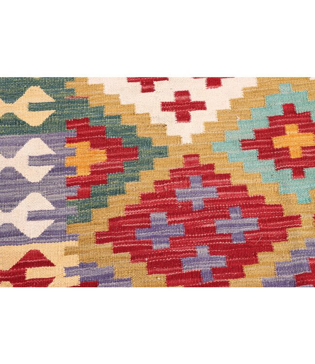 212x155 cm Handgeweven Traditionele Kelim Vloerkleed Wol Tapijt