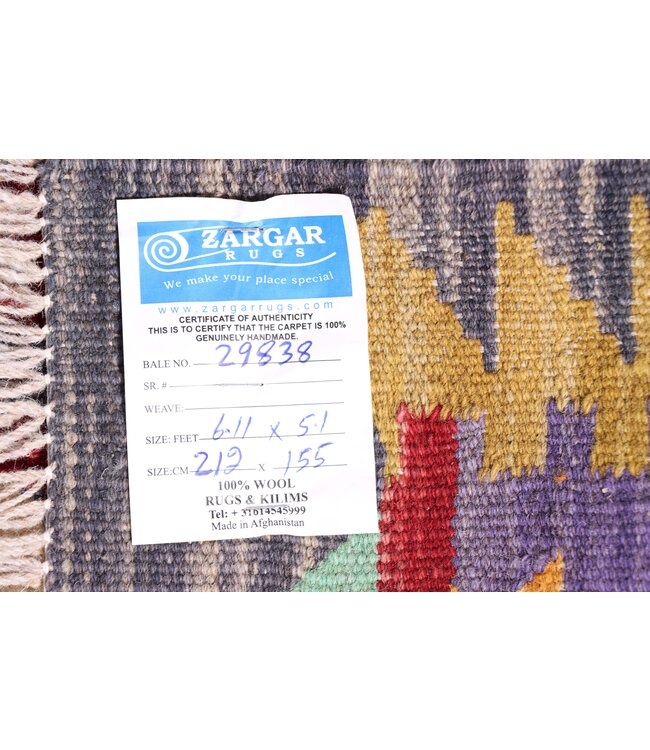 212x155 cm Handgewebter Traditioneller Kelim Teppich Woll