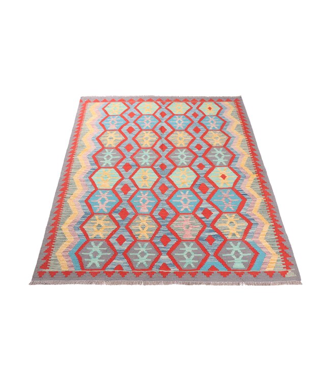 198x151 cm Handgewebter Traditioneller Kelim Teppich Woll