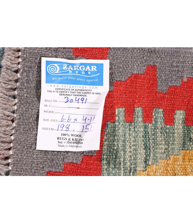 198x151 cm Handgewebter Traditioneller Kelim Teppich Woll