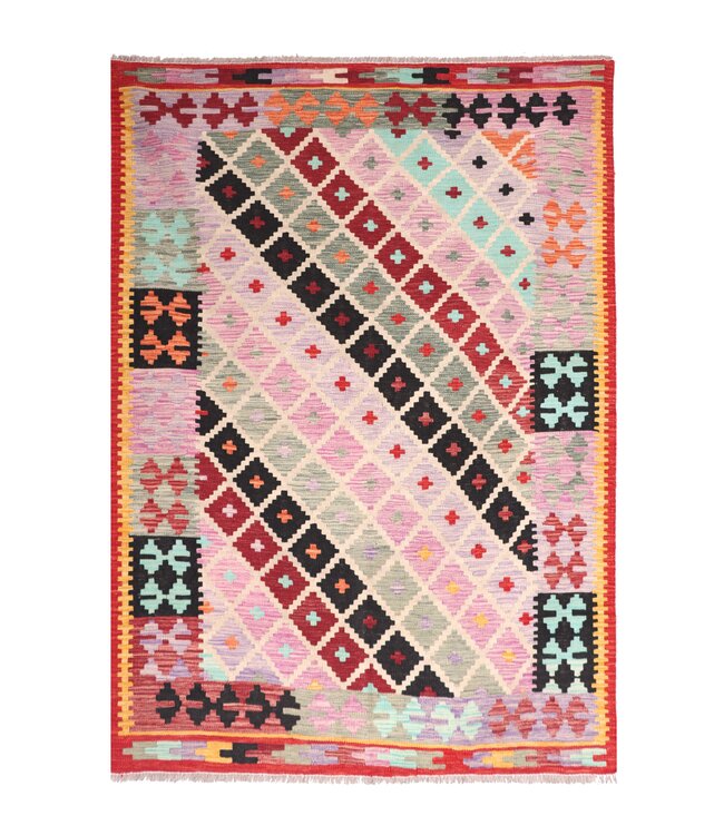 200x150 cm Handgewebter Traditioneller Kelim Teppich Woll