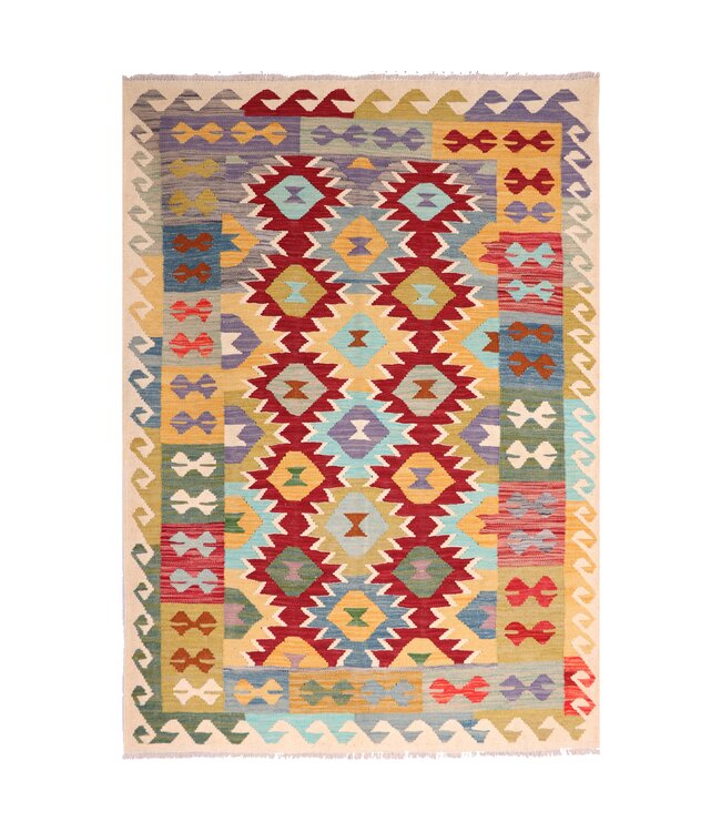 201x150 cm Handwoven Traditional Kelim Area Rug Wool Carpet