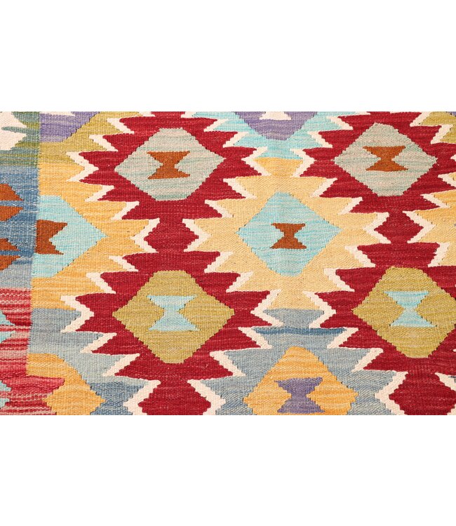 201x150 cm Handgeweven Traditionele Kelim Vloerkleed Wol Tapijt