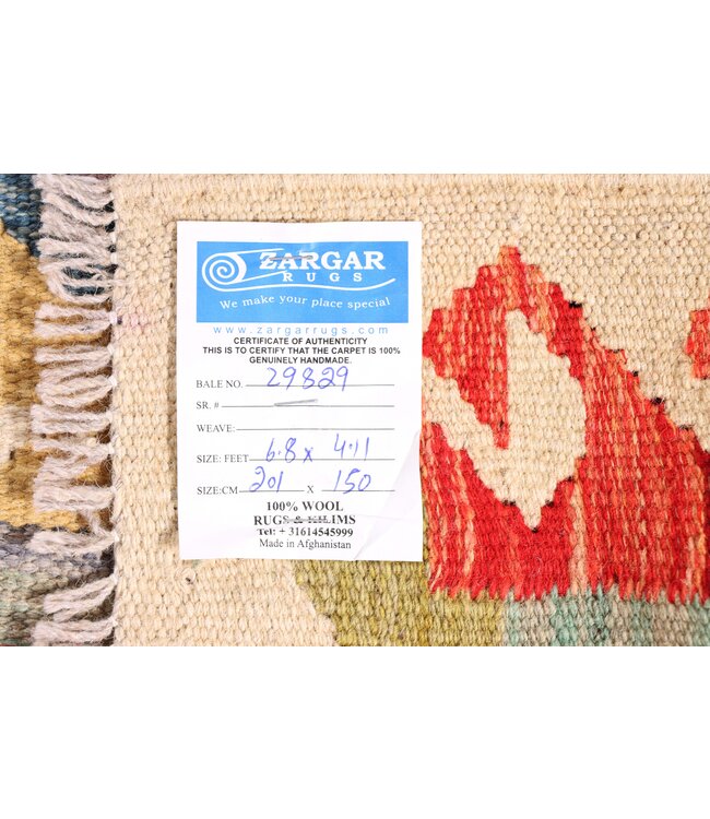 201x150 cm Handwoven Traditional Kelim Area Rug Wool Carpet