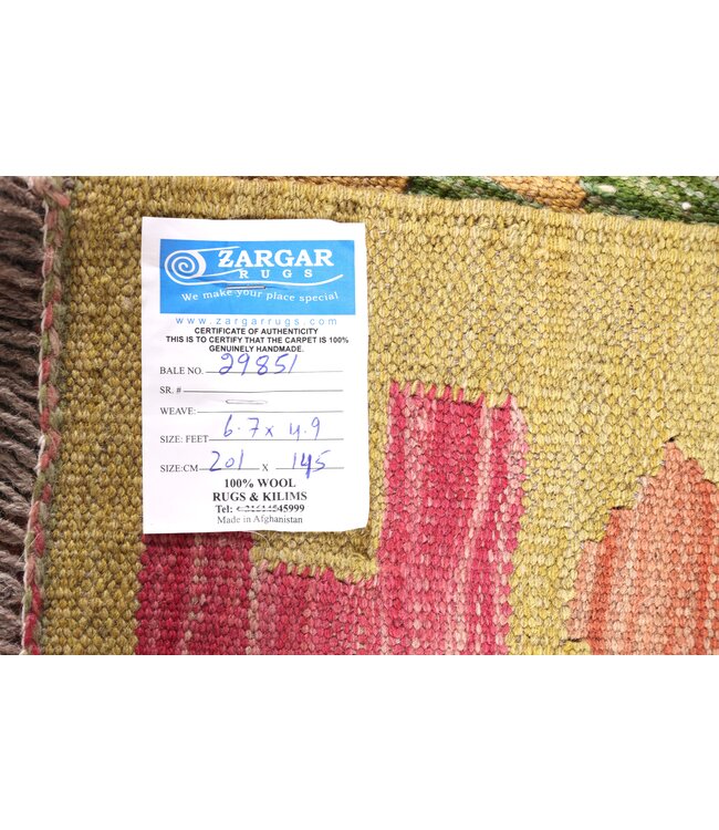 201x145  cm Handgewebter Traditioneller Kelim Teppich Woll