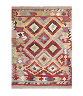 Kelimshop 207x151 cm Handgewebter Traditioneller Kelim Teppich Woll