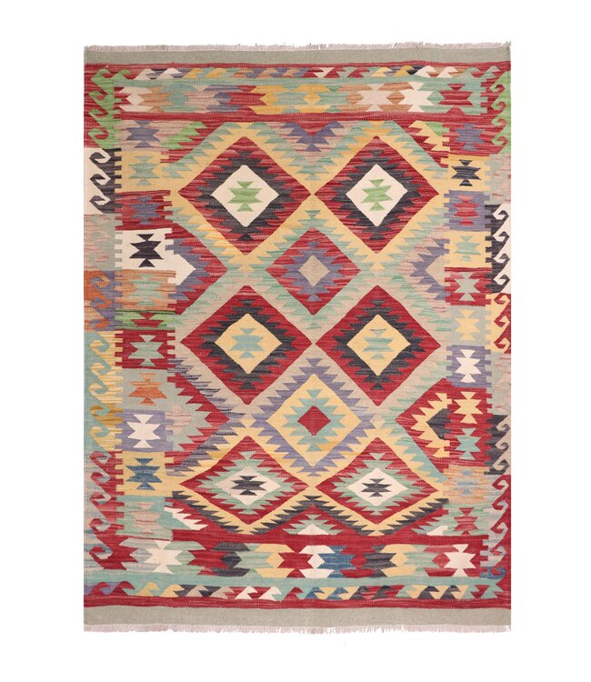 207x151  cm Handgewebter Traditioneller Kelim Teppich Woll