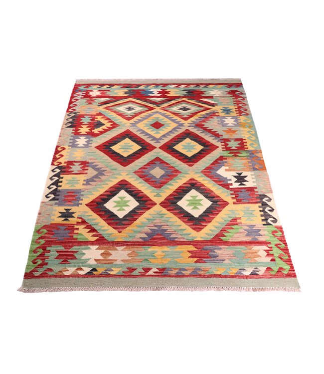 207x151  cm Handwoven Traditional Kelim Area Rug Wool Carpet