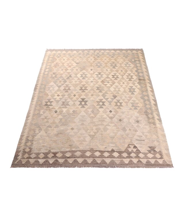 198x160 cm Handgewebter Kelim-Teppich Natürlicher Wolle