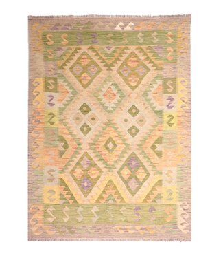 201x155 cm Handgefertigter Afghanischer traditioneller Kilim Teppich Woll