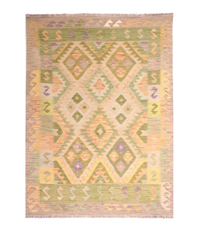 201x155 cm Handmade Afghan Traditional Kilim Area Rug Wool Carpet
