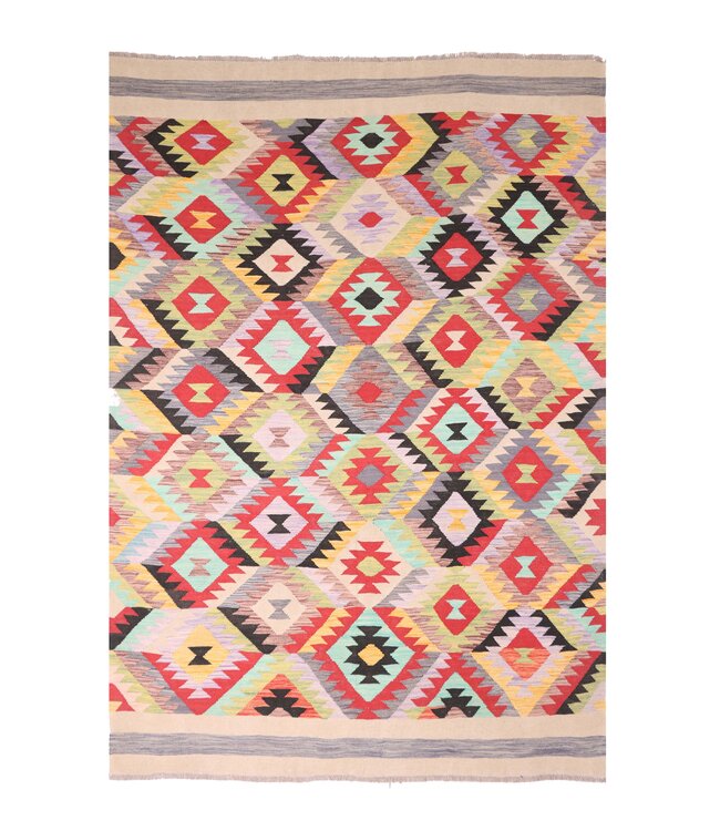 253x176 cm Handgewebter Traditioneller Kelim Teppich Woll