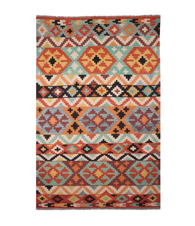 302x202  cm Handwoven Traditional Kelim Area Rug Wool Carpet
