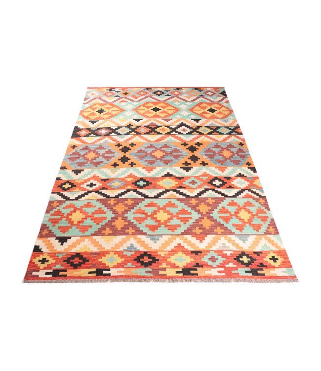 302x202 cm Handgewebter Traditioneller Kelim Teppich Woll