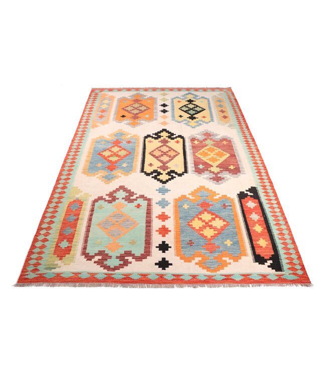 295x197 cm Handgewebter Traditioneller Kelim Teppich Woll