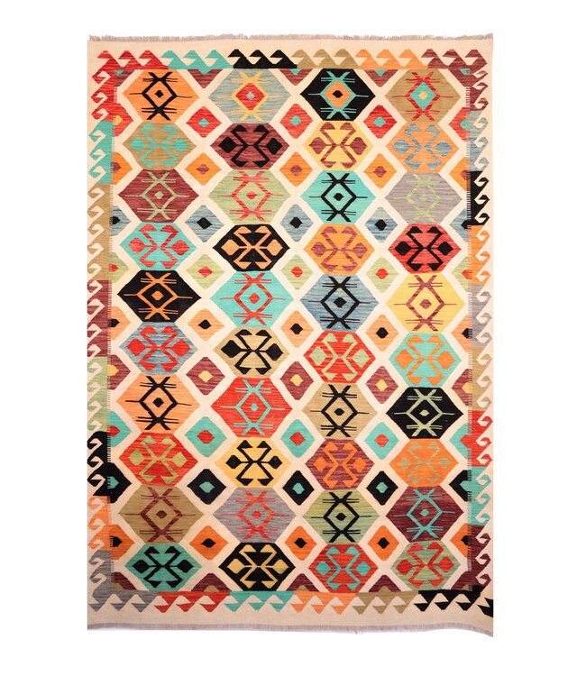 Kelimshop 294x200 cm Handgeweven Traditionele Kelim Vloerkleed Wol Tapijt