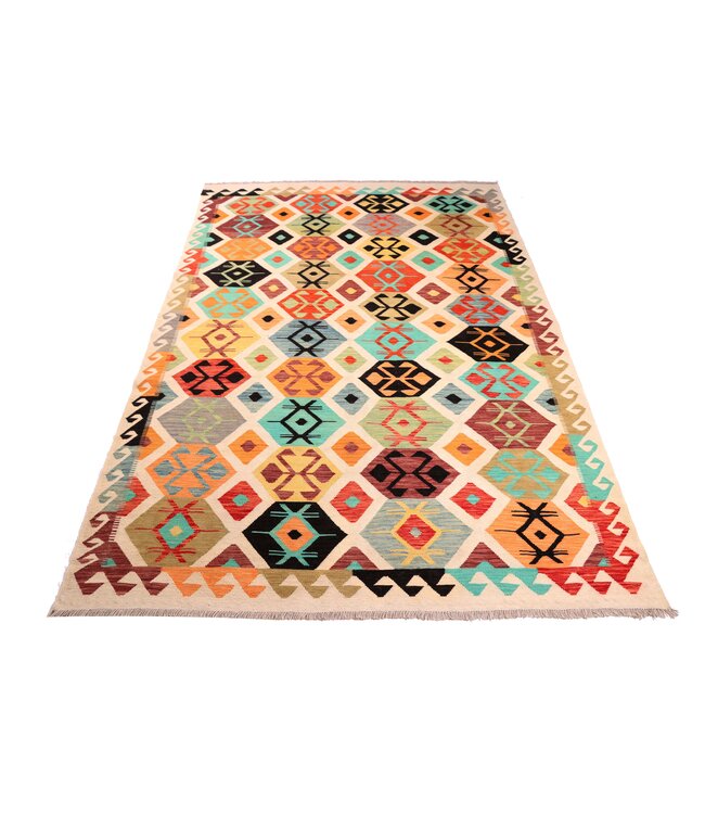 294x200 cm Handgewebter Traditioneller Kelim Teppich Woll