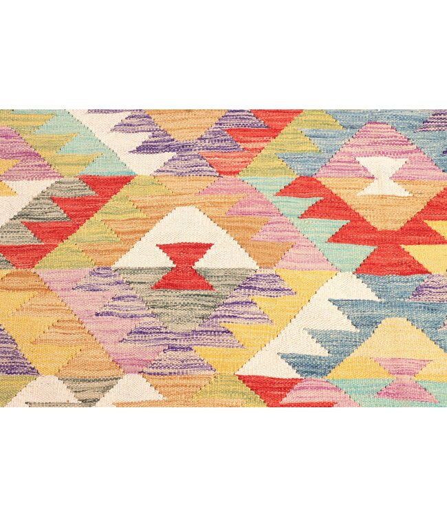 294x189 cm Handgeweven Traditionele Kelim Vloerkleed Wol Tapijt