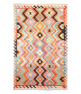 Kelimshop 298x195 cm Handgewebter Traditioneller Kelim Teppich Woll