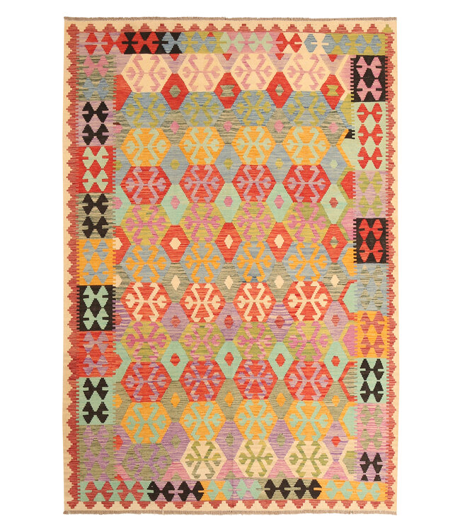 295x198cm Handwoven Traditional Kelim Area Rug Wool Carpet