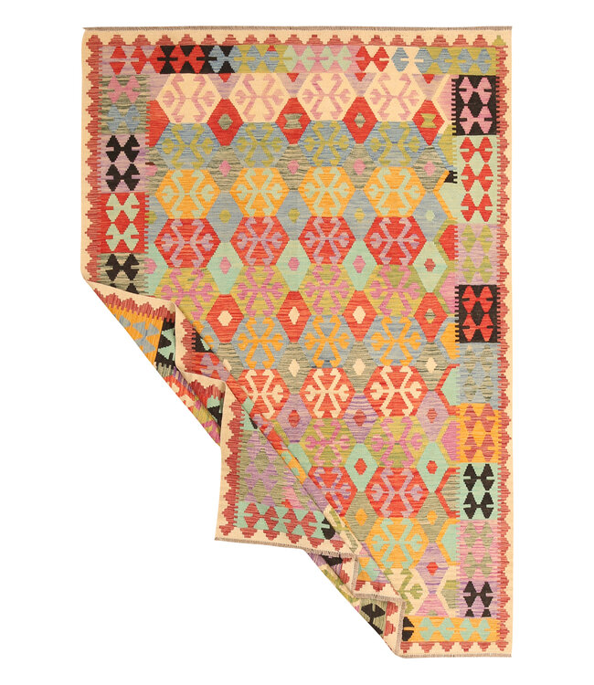 295x198cm Handwoven Traditional Kelim Area Rug Wool Carpet