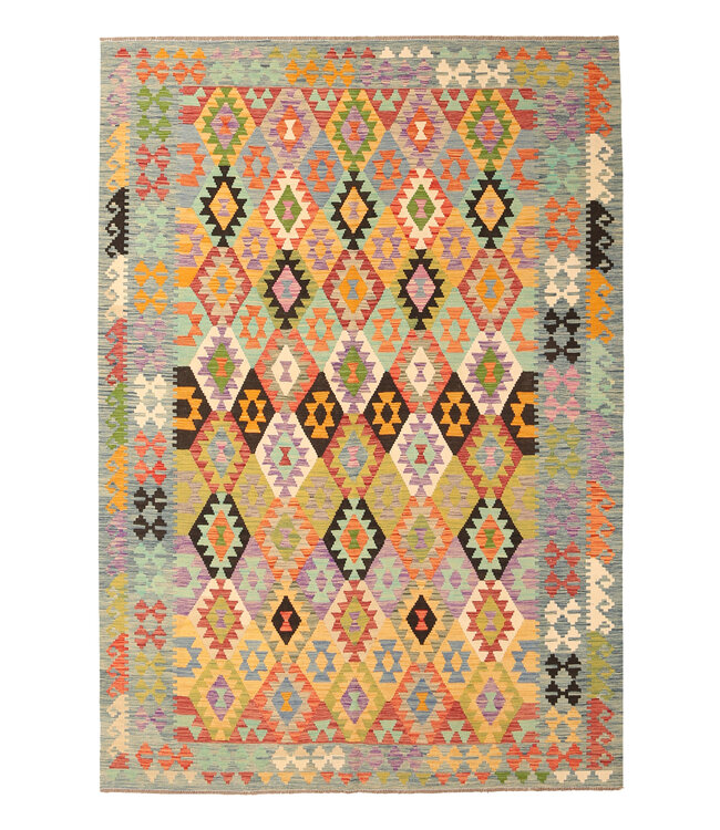 Kelimshop 297x205cm Handgewebter Traditioneller Kelim Teppich Wol