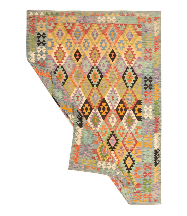 297x205cm Handwoven Traditional Kelim Area Rug Wool Carpet