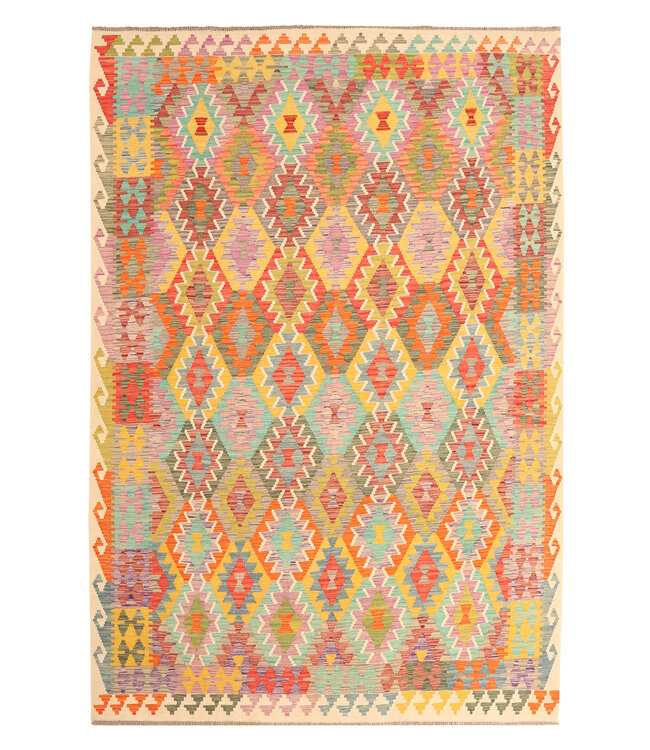 301x201cm Handwoven Traditional Kelim Area Rug Wool Carpet