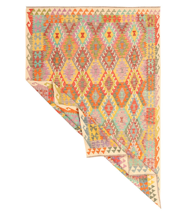 301x201cm Handgeweven Traditionele Kelim Vloerkleed Wol Tapij