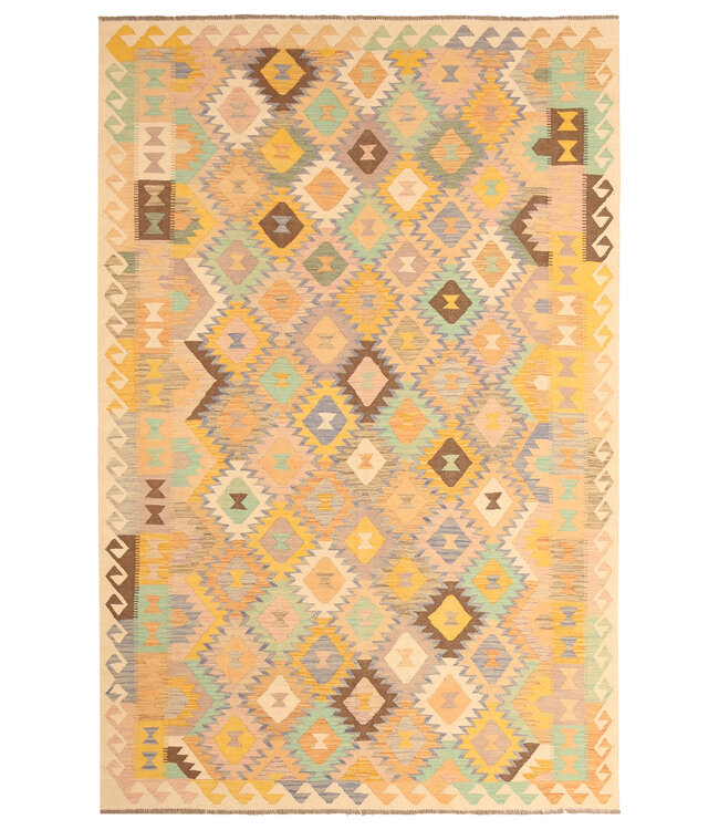 307x197cm Handgewebter Traditioneller Kelim Teppich Woll