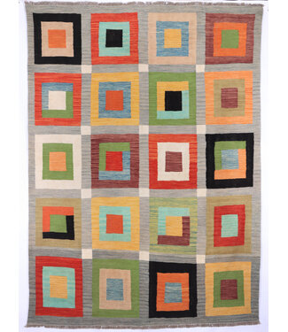 Kelimshop 231x173 cm Handgewebter Moderner  Woll-Kelim-Teppich