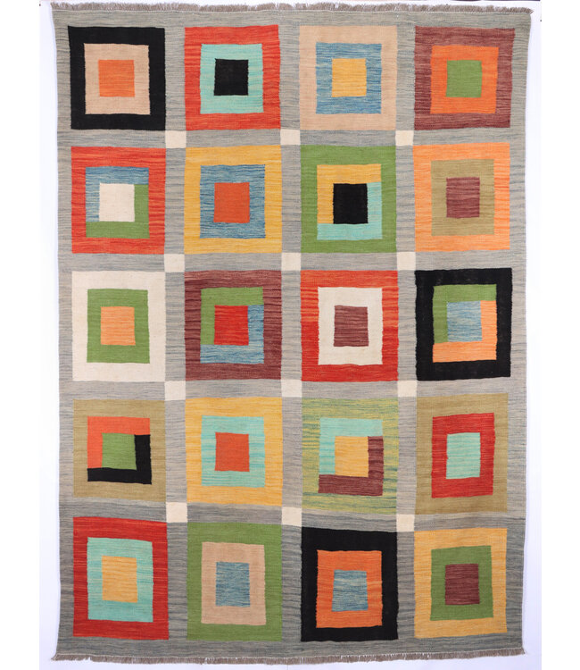 231x173 cm Handgeweven Moderne  Wollen Kelim Tapijt