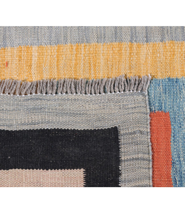 231x173 cm Handwoven Modern Red Wool Kilim Rug