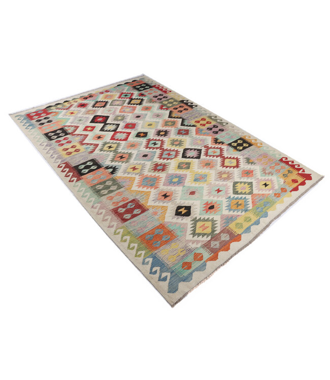 290x200 cm Handgeweven Traditionele Kelim Vloerkleed Wol Tapijt