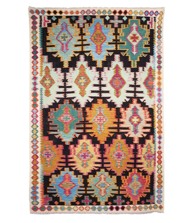 307x202 cm Handwoven Traditional Kelim Area Rug Wool Carpet