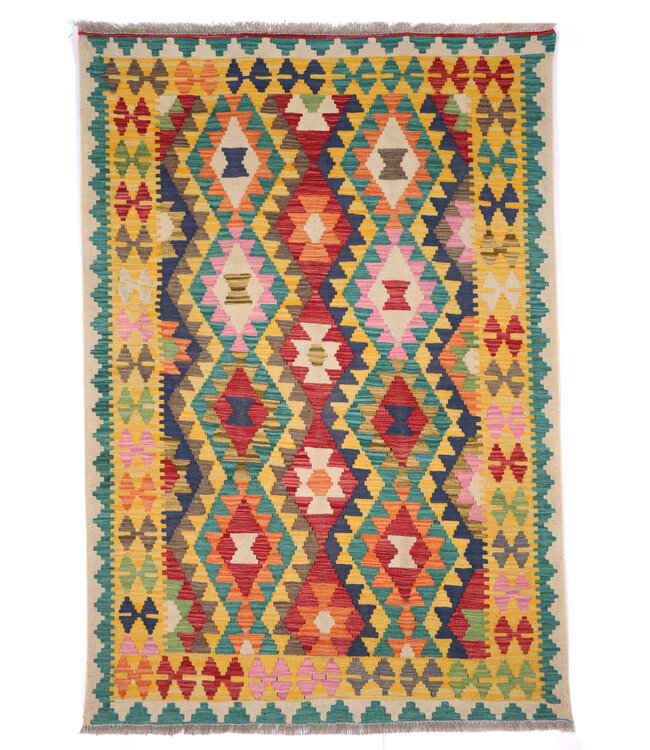 179x123 cm Handgewebter Traditioneller Kelim Teppich Woll