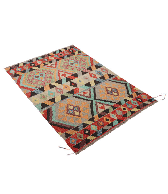 180x127 cm Handgeweven Traditionele Kelim Vloerkleed Wol Tapijt