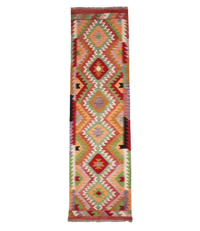 290x85 cm Handwoven Kelim Runner Wool Rug