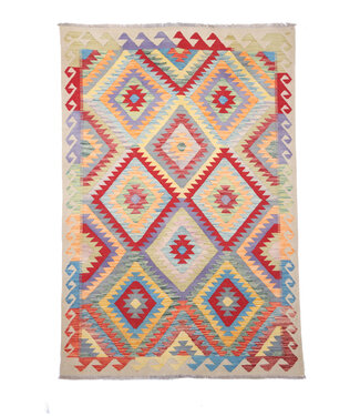 Kelimshop 204x147 cm Handgewebter Traditioneller Kelim Teppich Woll