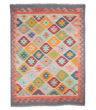 Kelimshop 200x150 cm Handgewebter Traditioneller Kelim Teppich Woll